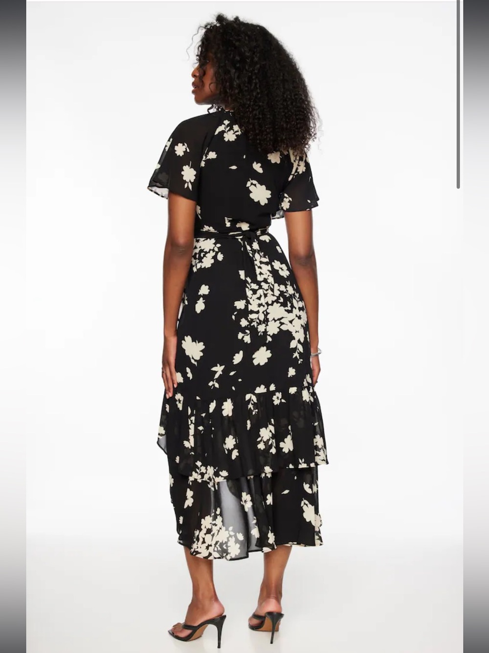 DYNAMITE Ruffled Wrap Midi Dress - Picture 3 of 8
